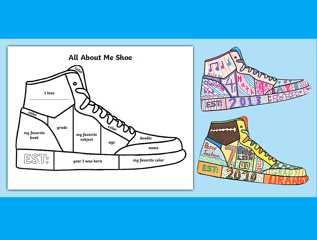 123 All About Me Shoe Craft | Back to School Get to Know Me Activity PDF - Image 1