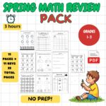 Spring Math Review Pack | Grades 1-3 | No Prep Multiplication Fractions & More